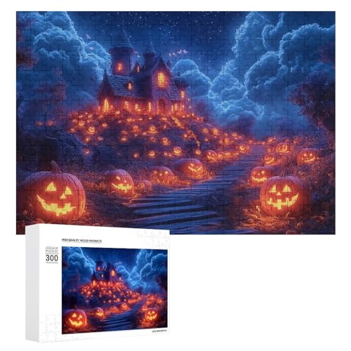 Schwieriges Holzpuzzle mit Halloween-Thema, Erwachsenen-Puzzle, Familienspaß-Spiel-Unterhaltung, geeignet für Erwachsene, 300 Teile von ZDQJY