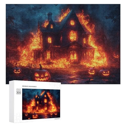 Schwieriges Holzpuzzle mit Halloween-Thema, Erwachsenen-Puzzle, Familienspaß-Spiel-Unterhaltung, geeignet für Erwachsene, 300 Teile von ZDQJY