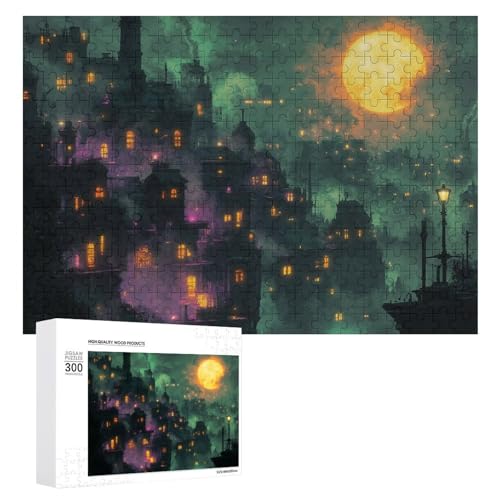 Schwieriges Holzpuzzle mit Halloween-Thema, Erwachsenen-Puzzle, Familienspaß-Spiel-Unterhaltung, geeignet für Erwachsene, 300 Teile von ZDQJY