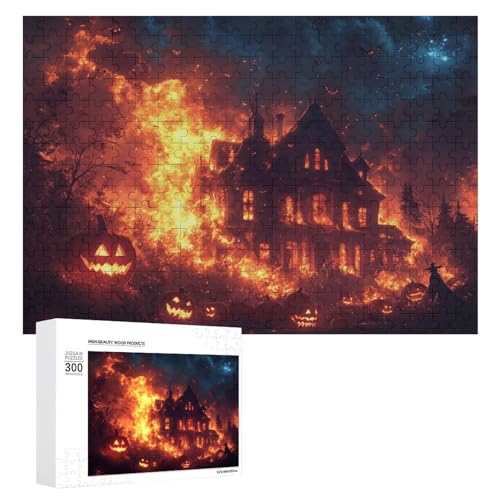 Schwieriges Holzpuzzle mit Halloween-Thema, Erwachsenen-Puzzle, Familienspaß-Spiel-Unterhaltung, geeignet für Erwachsene, 300 Teile von ZDQJY