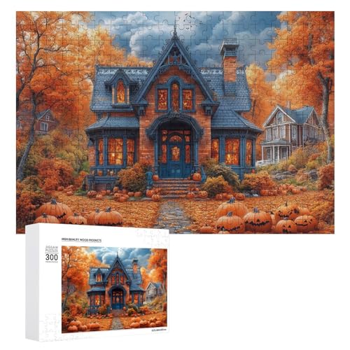 Schwieriges Holzpuzzle mit Halloween-Thema, Erwachsenen-Puzzle, Familienspaß-Spiel-Unterhaltung, geeignet für Erwachsene, 300 Teile von ZDQJY