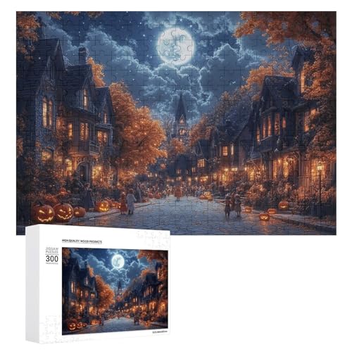 Schwieriges Holzpuzzle mit Halloween-Thema, Erwachsenen-Puzzle, Familienspaß-Spiel-Unterhaltung, geeignet für Erwachsene, 300 Teile von ZDQJY