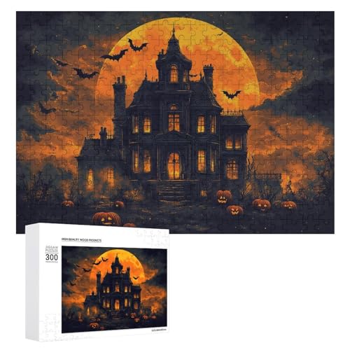 Schwieriges Holzpuzzle mit Halloween-Thema, Erwachsenen-Puzzle, Familienspaß-Spiel-Unterhaltung, geeignet für Erwachsene, 300 Teile von ZDQJY