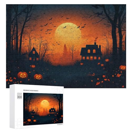 Schwieriges Holzpuzzle mit Halloween-Thema, Erwachsenen-Puzzle, Familienspaß-Spiel-Unterhaltung, geeignet für Erwachsene, 300 Teile von ZDQJY