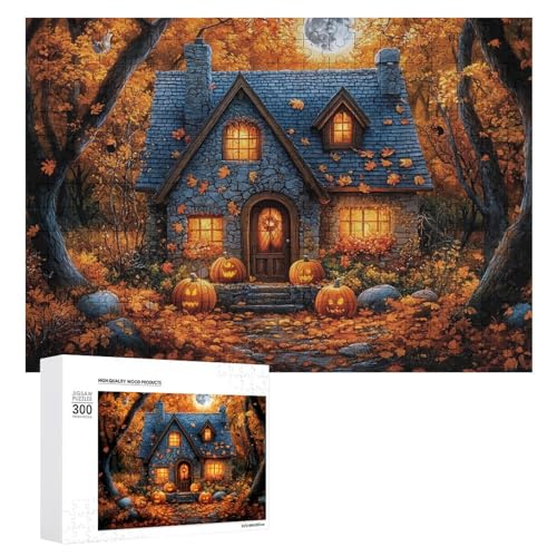 Schwieriges Holzpuzzle mit Halloween-Thema, Erwachsenen-Puzzle, Familienspaß-Spiel-Unterhaltung, geeignet für Erwachsene, 300 Teile von ZDQJY