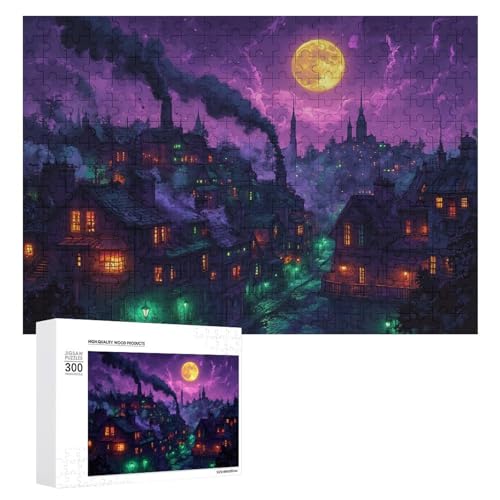 Schwieriges Holzpuzzle mit Halloween-Thema, Erwachsenen-Puzzle, Familienspaß-Spiel-Unterhaltung, geeignet für Erwachsene, 300 Teile von ZDQJY