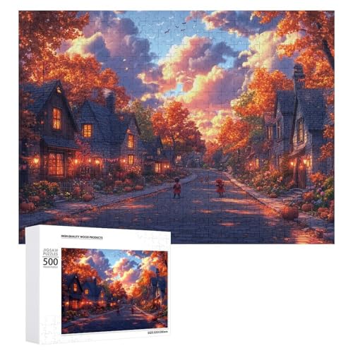 Schwieriges Holzpuzzle mit Halloween-Thema, Erwachsenen-Puzzle, Familienspaß-Spiel-Unterhaltung, geeignet für Erwachsene, 500 Teile von ZDQJY