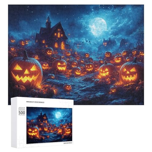 Schwieriges Holzpuzzle mit Halloween-Thema, Erwachsenen-Puzzle, Familienspaß-Spiel-Unterhaltung, geeignet für Erwachsene, 500 Teile von ZDQJY