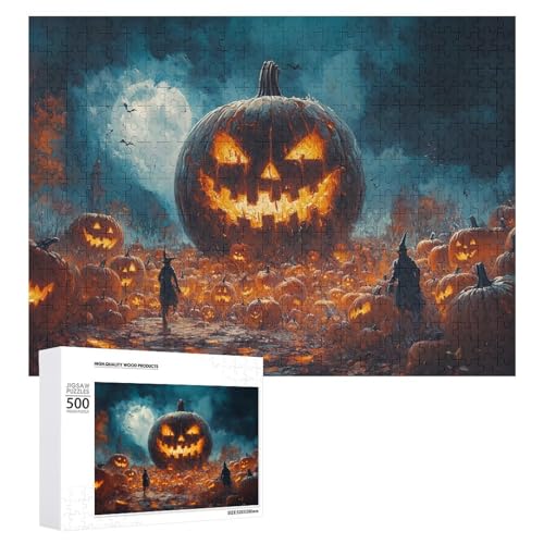 Schwieriges Holzpuzzle mit Halloween-Thema, Erwachsenen-Puzzle, Familienspaß-Spiel-Unterhaltung, geeignet für Erwachsene, 500 Teile von ZDQJY