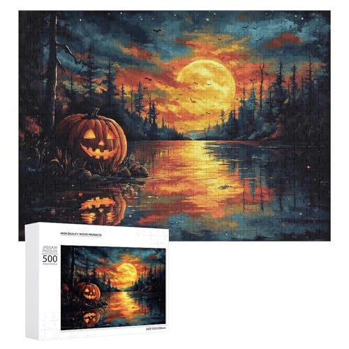 Schwieriges Holzpuzzle mit Halloween-Thema, Erwachsenen-Puzzle, Familienspaß-Spiel-Unterhaltung, geeignet für Erwachsene, 500 Teile von ZDQJY