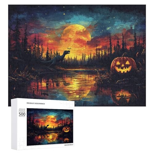 Schwieriges Holzpuzzle mit Halloween-Thema, Erwachsenen-Puzzle, Familienspaß-Spiel-Unterhaltung, geeignet für Erwachsene, 500 Teile von ZDQJY