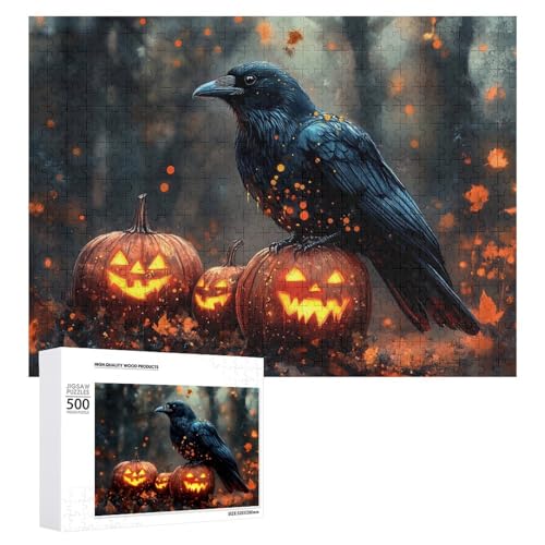 Schwieriges Holzpuzzle mit Halloween-Thema, Erwachsenen-Puzzle, Familienspaß-Spiel-Unterhaltung, geeignet für Erwachsene, 500 Teile von ZDQJY