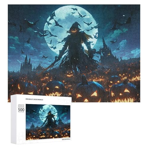 Schwieriges Holzpuzzle mit Halloween-Thema, Erwachsenen-Puzzle, Familienspaß-Spiel-Unterhaltung, geeignet für Erwachsene, 500 Teile von ZDQJY