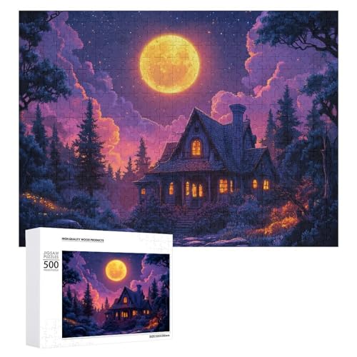 Schwieriges Holzpuzzle mit Halloween-Thema, Erwachsenen-Puzzle, Familienspaß-Spiel-Unterhaltung, geeignet für Erwachsene, 500 Teile von ZDQJY