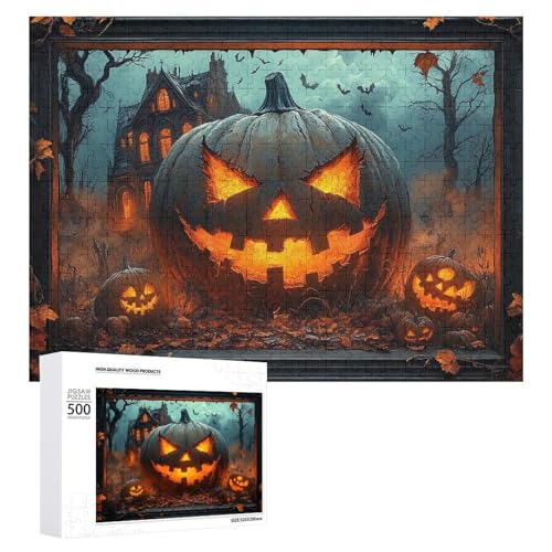 Schwieriges Holzpuzzle mit Halloween-Thema, Erwachsenen-Puzzle, Familienspaß-Spiel-Unterhaltung, geeignet für Erwachsene, 500 Teile von ZDQJY