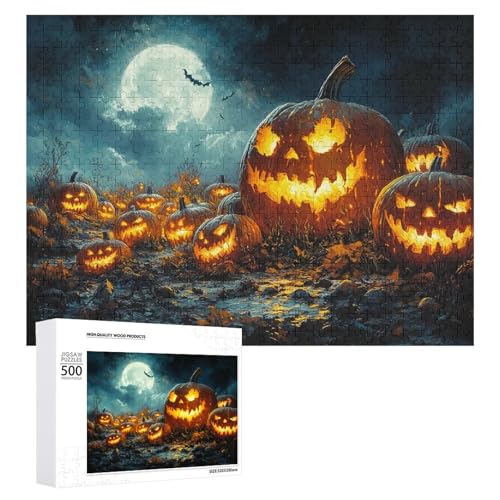 Schwieriges Holzpuzzle mit Halloween-Thema, Erwachsenen-Puzzle, Familienspaß-Spiel-Unterhaltung, geeignet für Erwachsene, 500 Teile von ZDQJY