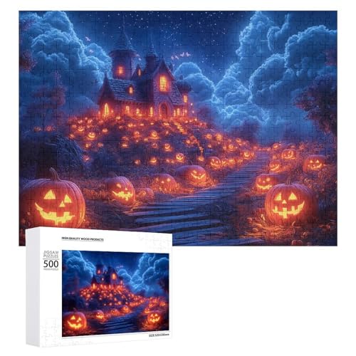 Schwieriges Holzpuzzle mit Halloween-Thema, Erwachsenen-Puzzle, Familienspaß-Spiel-Unterhaltung, geeignet für Erwachsene, 500 Teile von ZDQJY