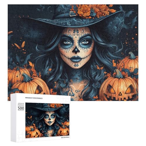 Schwieriges Holzpuzzle mit Halloween-Thema, Erwachsenen-Puzzle, Familienspaß-Spiel-Unterhaltung, geeignet für Erwachsene, 500 Teile von ZDQJY