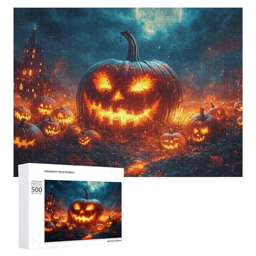 Schwieriges Holzpuzzle mit Halloween-Thema, Erwachsenen-Puzzle, Familienspaß-Spiel-Unterhaltung, geeignet für Erwachsene, 500 Teile von ZDQJY