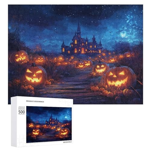 Schwieriges Holzpuzzle mit Halloween-Thema, Erwachsenen-Puzzle, Familienspaß-Spiel-Unterhaltung, geeignet für Erwachsene, 500 Teile von ZDQJY