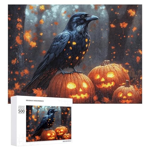 Schwieriges Holzpuzzle mit Halloween-Thema, Erwachsenen-Puzzle, Familienspaß-Spiel-Unterhaltung, geeignet für Erwachsene, 500 Teile von ZDQJY