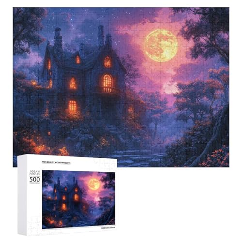 Schwieriges Holzpuzzle mit Halloween-Thema, Erwachsenen-Puzzle, Familienspaß-Spiel-Unterhaltung, geeignet für Erwachsene, 500 Teile von ZDQJY