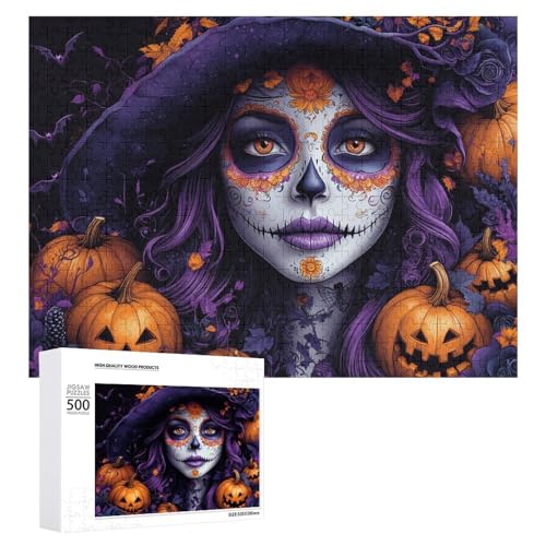 Schwieriges Holzpuzzle mit Halloween-Thema, Erwachsenen-Puzzle, Familienspaß-Spiel-Unterhaltung, geeignet für Erwachsene, 500 Teile von ZDQJY