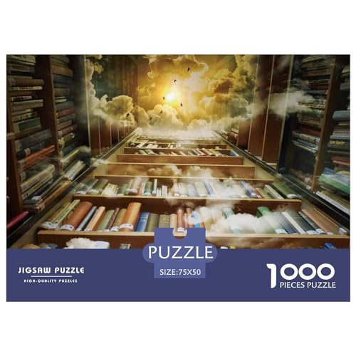 1000-teiliges Puzzle für Erwachsene, Bibliothek, Holzpuzzle, Familienunterhaltungsspielzeug, 1000 Stück (75 x 50 cm) von ZEBWAY