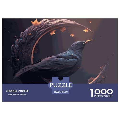 1000-teiliges Puzzle für Erwachsene, Geistertier-Amsel-Geschenke, kreative rechteckige Puzzles, Holzpuzzle 1000 Teile (75 x 50 cm) von ZEBWAY