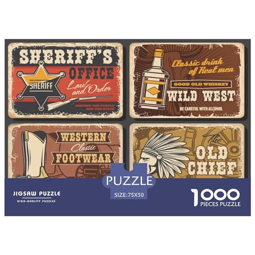 1000-teiliges Puzzle für Erwachsene, Poster, Retro-Puzzle, Holzpuzzle für Erwachsene, Familienunterhaltungsspielzeug, 1000 Stück (75 x 50 cm) von ZEBWAY