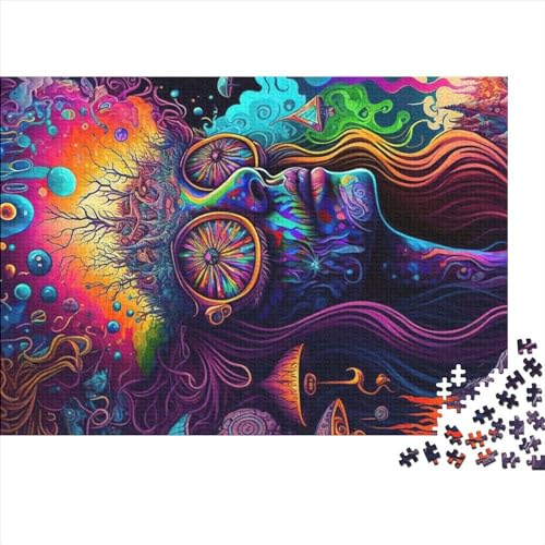 1000-teiliges Puzzle für Erwachsene, psychedelische Naturgeschenke, kreative rechteckige Puzzles, Holzpuzzle 1000 Teile (75 x 50 cm) von ZEBWAY