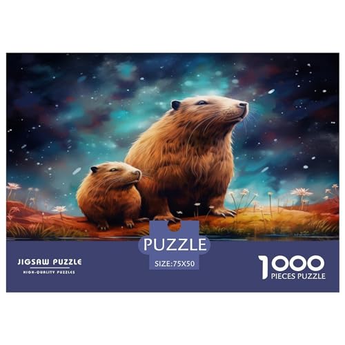 Cosmic Capybaras 1000-teiliges Puzzle für Erwachsene – Puzzles für Teenager – Geschenke – Holzpuzzles – Entspannungspuzzlespiele – Denksport-Puzzle 1000 Teile (75 x 50 cm) von ZEBWAY