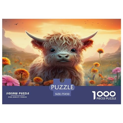Cute_Baby Cow 1000-teiliges Puzzle für Erwachsene – Puzzles für Teenager – Geschenke – Holzpuzzles – Entspannungspuzzlespiele – Denksport-Puzzle 1000 Teile (75 x 50 cm) von ZEBWAY