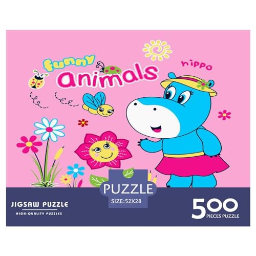 Hippo Kinder-Puzzle aus Holz, 500 Teile, für Erwachsene, kreatives rechteckiges Puzzle, Gehirnübung, Herausforderungsspiel, Geschenk für Kinder, 500 Teile (52 x 38 cm) von ZEBWAY