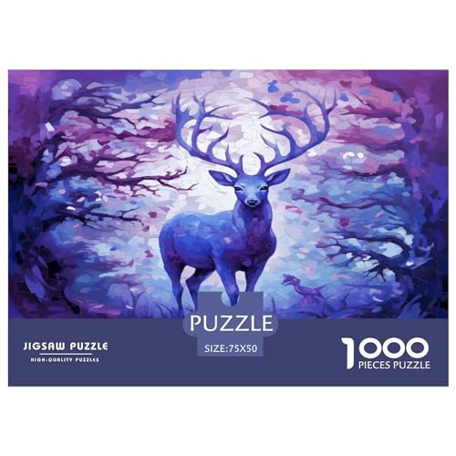 Puzzle für Erwachsene, 1000 Teile, Lila Elch, kreatives rechteckiges Puzzle, Dekompressionsset, 1000 Teile (75 x 50 cm) von ZEBWAY