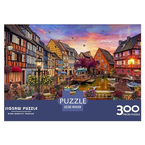 Puzzle für Erwachsene, 300 Teile, Colmar-Kanal-Puzzle, kreatives rechteckiges Puzzle, Dekomprimierungsspiel, 300 Teile (40 x 28 cm) von ZEBWAY