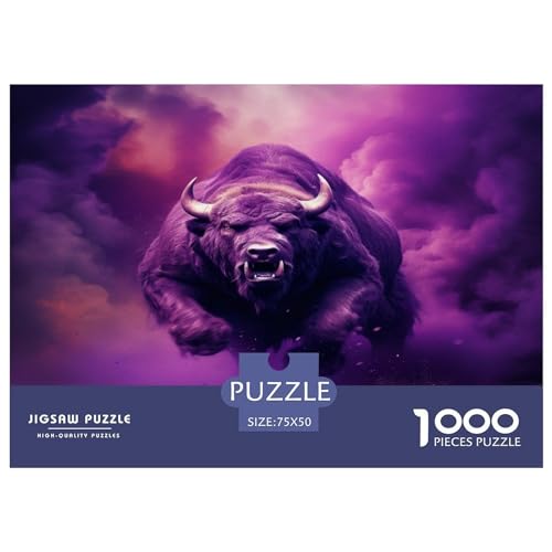 Puzzle für Kinder, Purple Smoke Bull 1000-teiliges Holzpuzzle für Erwachsene und Kinder, Challenge Family, 1000 Teile (75 x 50 cm) von ZEBWAY