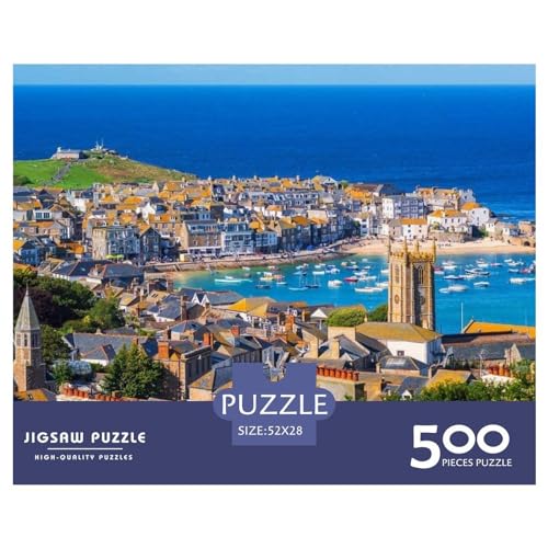 St Ives Cornwall Puzzles 500 Teile Puzzle Kreatives rechteckiges großes Familienpuzzlespiel Kunstwerk für Erwachsene 500 Teile (52 x 38 cm) von ZEBWAY