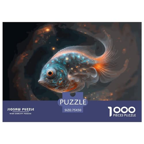 Tierfisch-Holzpuzzle für Erwachsene, 1000-teiliges Puzzle, rechteckiges Puzzle, Geschenke für Erwachsene, Spiel 1000 Stück (75 x 50 cm) von ZEBWAY