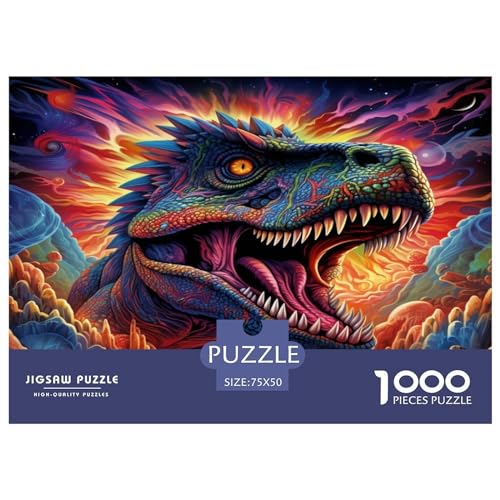 Tyrannosaurus Holzpuzzle für Erwachsene, 1000 Teile, rechteckig, Geschenke für Erwachsene und Kinder, Heimdekoration und Familienspiel, 1000 Teile (75 x 50 cm) von ZEBWAY