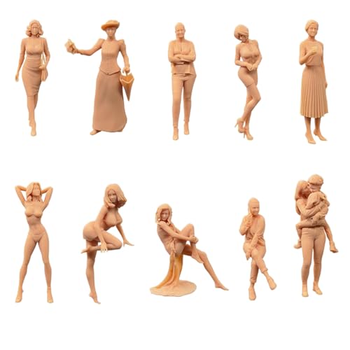 ZEDACAKAI (10 Stück 1/24 Figuren, lässig, sitzend, Frauenmodell, Miniatur-Szene, GK, muss selbst gefärbt werden von ZEDACAKAI