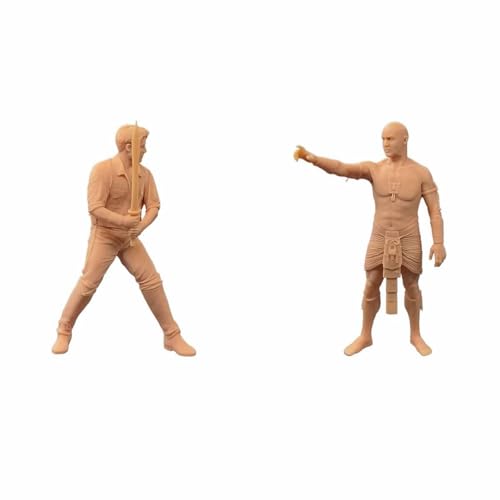 ZEDACAKAI (2 Stück 1/24 Figur Mann mit einem Messer und starker Mann, Modell-Miniatur-Szene GK, muss selbst gefärbt werden von ZEDACAKAI