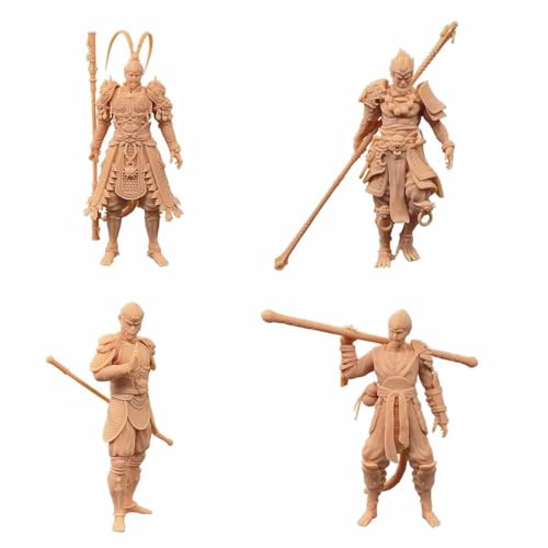 ZEDACAKAI (4 Stück 1/24 Figur König Sonne Wukong Affe Modell Miniaturszene GK muss selbst gefärbt werden von ZEDACAKAI