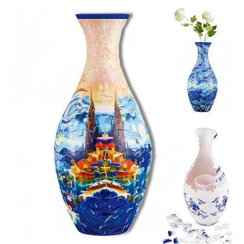 3D Vase Puzzles for Adults, 3D Puzzles Vase for Adults, 3D Puzzle Vase, 3D Vase Jigsaw Puzzle 160 Pieces Curved Jigsaw Puzzle Flower Vases, Unique DIYs Puzzles Vase for Flowers, Castle von ZEID