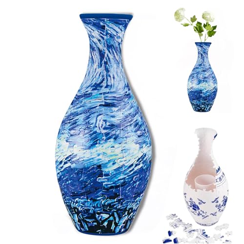 3D Vase Puzzles for Adults, 3D Puzzles Vase for Adults, 3D Puzzle Vase, 3D Vase Jigsaw Puzzle 160 Pieces Curved Jigsaw Puzzle Flower Vases, Unique DIYs Puzzles Vase for Flowers, Waves von ZEID