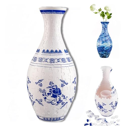 3D Vase Puzzles for Adults, 3D Puzzles Vase for Adults, 3D Puzzle Vase, 3D Vase Jigsaw Puzzle 160 Pieces Curved Jigsaw Puzzle Flower Vases, Unique DIYs Puzzles Vase for Flowers, White von ZEID