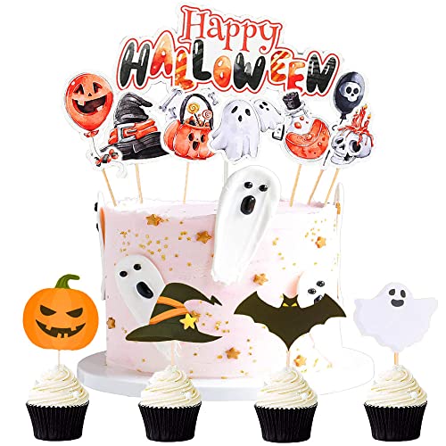 Halloween Kuchenaufsätze, Halloween Cupcake Topper Halloween Kuchendeko, Halloween Picks Halloween Cupcake Topper Picks Geist Dekor für Halloween Party Cupcake Dekorationen (B) von ZELAITE