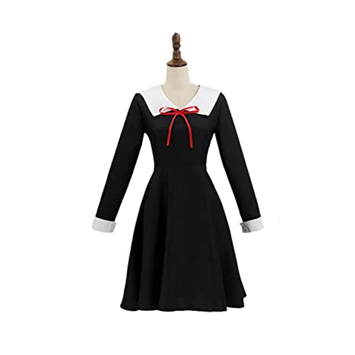 ZENAHA Shinomiya Kaguya Cosplay Kostüm Schule Uniform Schwarzes Kleid Mit Kopfbedeckung,XL-Black von ZENAHA