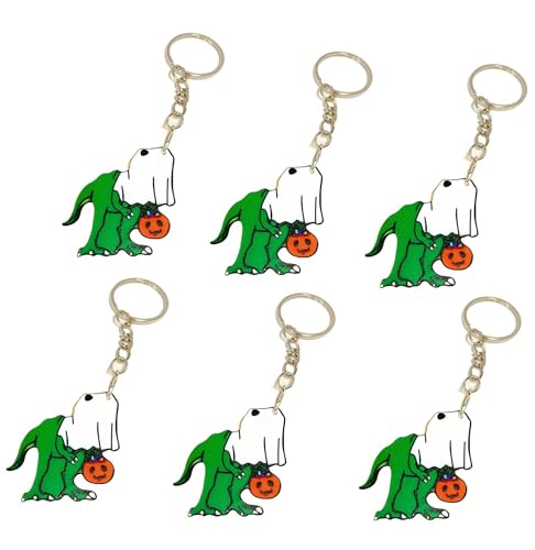 ZENRUIMING 6 Halloween Ghost Dinosaurier Kürbis Schlüsselanhänger Tasche Schlüsselanhänger Halloween Geist Party Supplies von ZENRUIMING