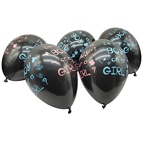 ZENZERO® - Luftballons BOY ODER GIRL - Gender Reveal Party - Baby Shower Dekoration - Mit Konfetti - Farbe schwarz - Ø30 cm Packung mit 5 Stück von ZENZERO